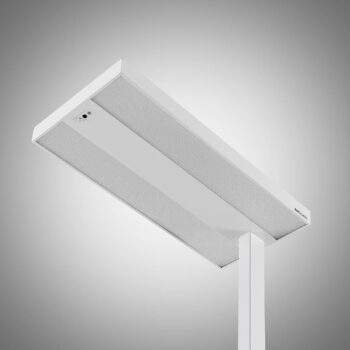 Stojacia lampa Arcchio LED Logan Pro, biela, senzor, stmievateľná