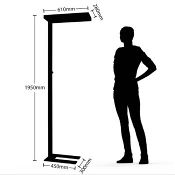 Stojacia lampa Arcchio LED Logan Pro, čierna, senzor, stmievateľná