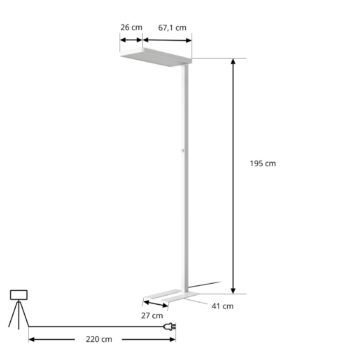 Stojacia lampa Arcchio LED Timon, 195 cm, biela, 54 W, hliník