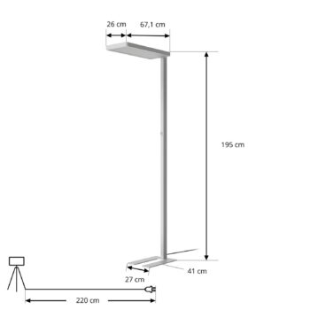 Stojacia lampa Arcchio LED Timon, 54 W, strieborná, výška 195 cm