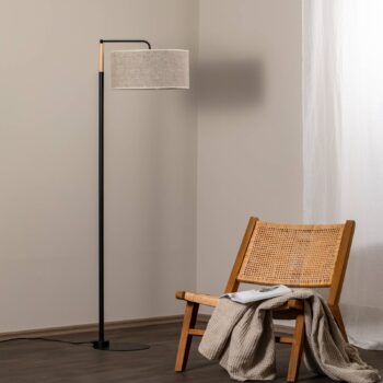 Stojacia lampa Atlanta s plátnovým tienidlom