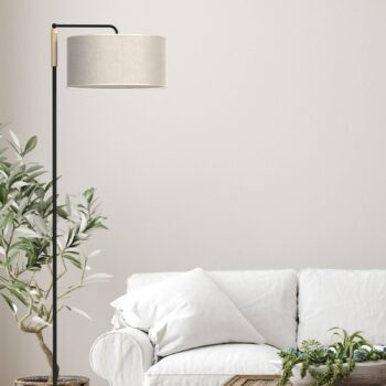 Stojacia lampa Atlanta s plátnovým tienidlom