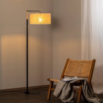 Stojacia lampa Atlanta s plátnovým tienidlom