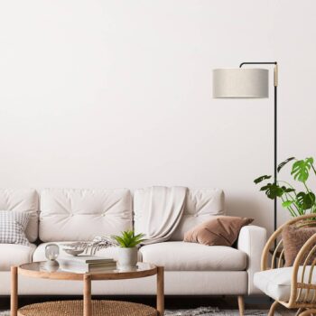 Stojacia lampa Atlanta s plátnovým tienidlom
