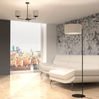 Stojacia lampa Atlanta s plátnovým tienidlom