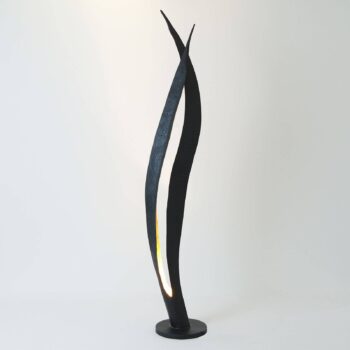 Stojacia lampa Barbone, hnedo-čierna, zlatá