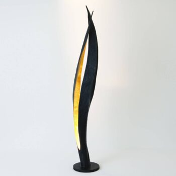 Stojacia lampa Barbone, hnedo-čierna, zlatá