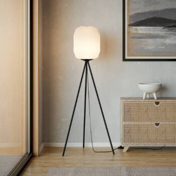 Stojacia lampa Belgrave, výška 141,5 cm, čierna/biela, kov