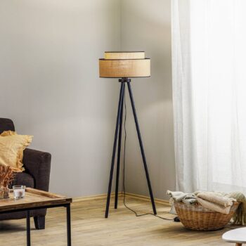 Stojacia lampa Boho juta & čierna, výška 145 cm
