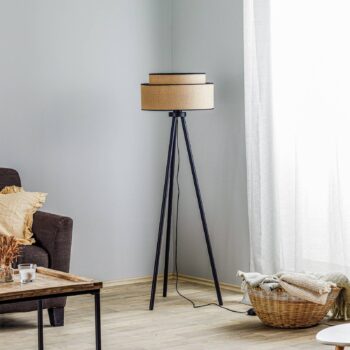 Stojacia lampa Boho juta & čierna, výška 145 cm