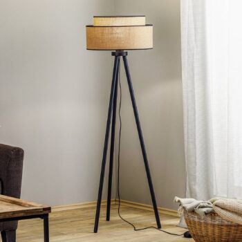 Stojacia lampa Boho juta & čierna, výška 145 cm
