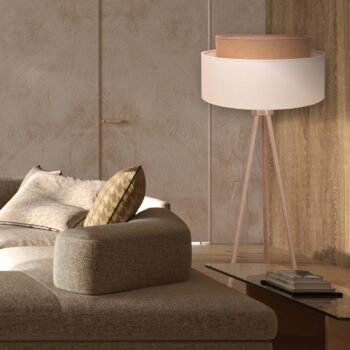 Stojacia lampa Boho, trojnohá, ecru/juta, výška 145 cm