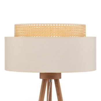 Stojacia lampa Boho, trojnohá krémovo-biela/rattan