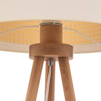 Stojacia lampa Boho, trojnohá krémovo-biela/rattan