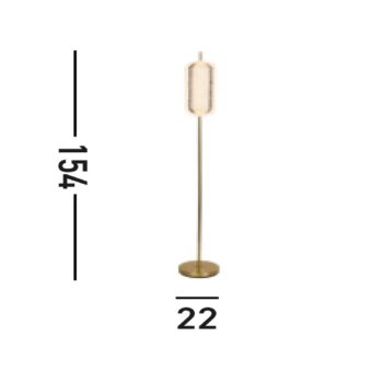 Stojacia lampa Capsule LED, mosadzná farba, železo, akryl