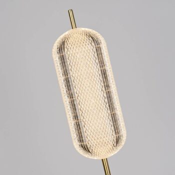 Stojacia lampa Capsule LED, mosadzná farba, železo, akryl