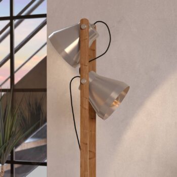 Stojacia lampa Cawton, výška 134,5 cm, oceľ/hnedá farba, 2 svetlá z ocele