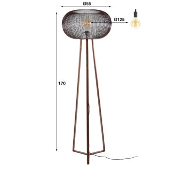 Stojacia lampa Copper Twist čierna/medená 170 cm kovová trojnožka