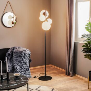 Stojacia lampa Dione, 4-plameňová, čierna