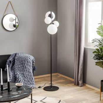Stojacia lampa Dione, 4-plameňová, čierna