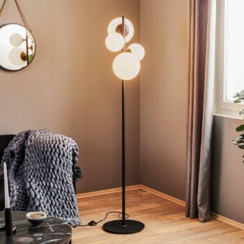 Stojacia lampa Dione, 4-plameňová, čierna