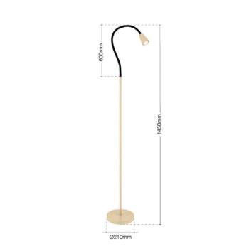 Stojacia lampa Dotty, khaki, výška 145 cm, flexibilné rameno, GU10