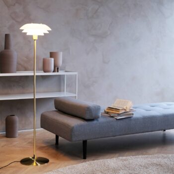 Stojacia lampa Dyberg Larsen DL31, mosadzná farba, výška 133 cm