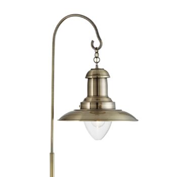 Stojacia lampa Fisherman, kov, farba starožitnej mosadze, E27, 161 cm