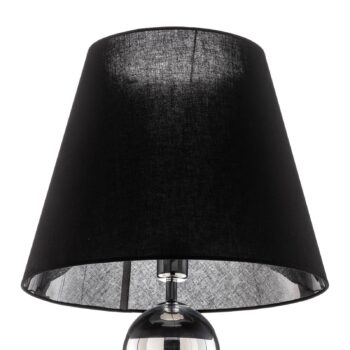 Stojacia lampa Fulda, tienidlo na lampu čierne, podstavec chróm