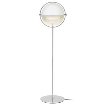 Stojacia lampa GUBI Multi-Lite, výška 148 cm, chróm/biela