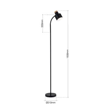 Stojacia lampa Gili, čierna matná, oceľ, výška 150 cm, E27