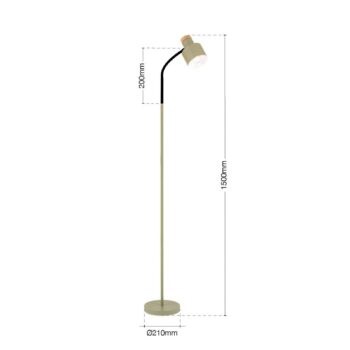 Stojacia lampa Gili, oceľ, svetlozelená, výška 150 cm, E27