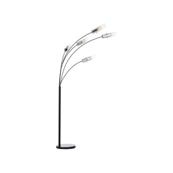 Stojacia lampa Glasini, výška 200 cm, dymovo sivá, 5 svetiel, sklo