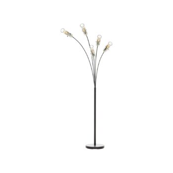Stojacia lampa Glasini, výška 200 cm, dymovo sivá, 5 svetiel, sklo