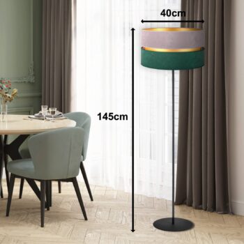 Stojacia lampa Golden Duo sivá/tmavo zelená/zlatá