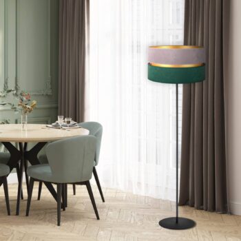 Stojacia lampa Golden Duo sivá/tmavo zelená/zlatá