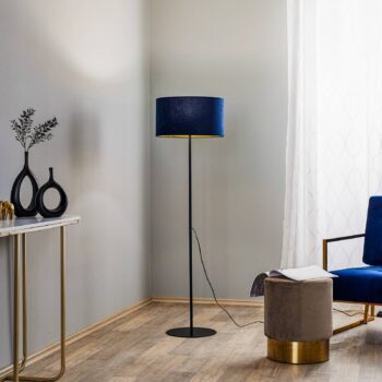 Stojacia lampa Golden Roller tmavomodrá/zlatá