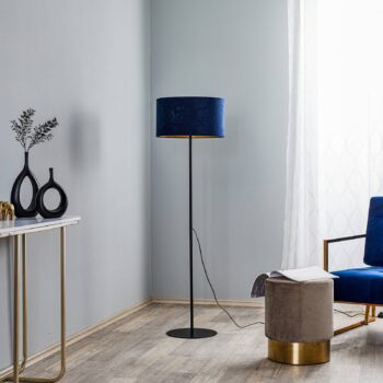 Stojacia lampa Golden Roller tmavomodrá/zlatá