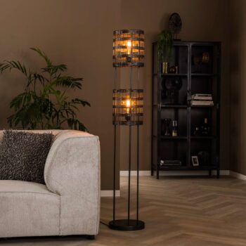 Stojacia lampa Graf-Fiesko čierno-niklová 2-pl.