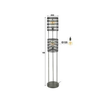 Stojacia lampa Graf-Fiesko čierno-niklová 2-pl.