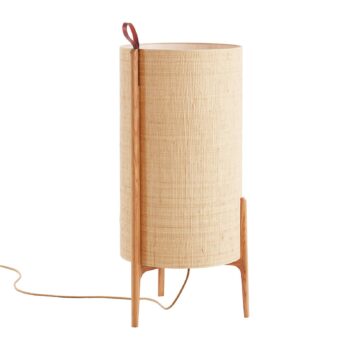 Stojacia lampa Greta, prírodné vlákno/dub, 90 cm