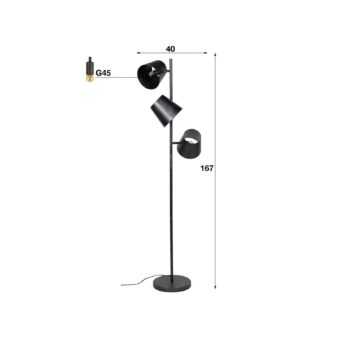 Stojacia lampa Grevenbourgh, antracitová, 3-pl.