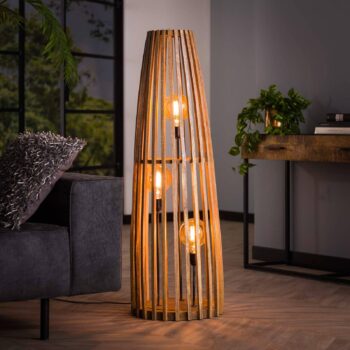 Stojacia lampa Großbergen mangové drevo, 3-pl.