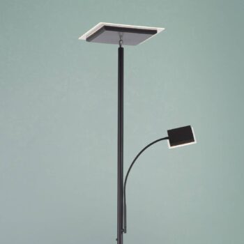 Stojacia lampa Hans LED s lampou na čítanie, hranatá, čierna