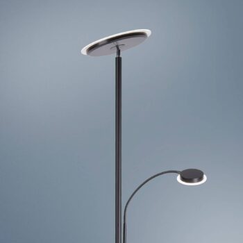 Stojacia lampa Hans LED s lampou na čítanie, okrúhla, čierna