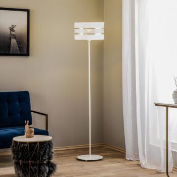 Stojacia lampa Helen s textilným tienidlom biela-zlatá