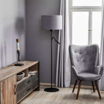 Stojacia lampa Hotel Plus - sivý tienidlo na lampu a lampa na citanie