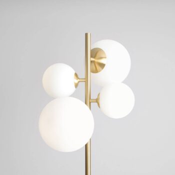 Stojacia lampa Joel, mosadz/biela, 4-pl
