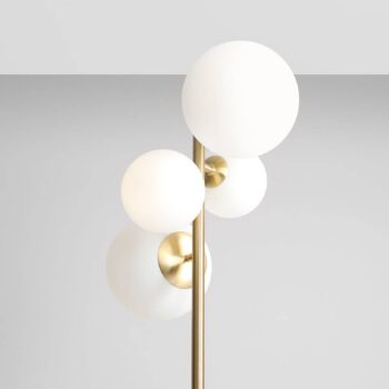 Stojacia lampa Joel, mosadz/biela, 4-pl