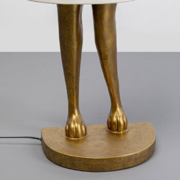 Stojacia lampa KARE Animal Rabbit, zlatá, biela ľanová tkanina, 150 cm